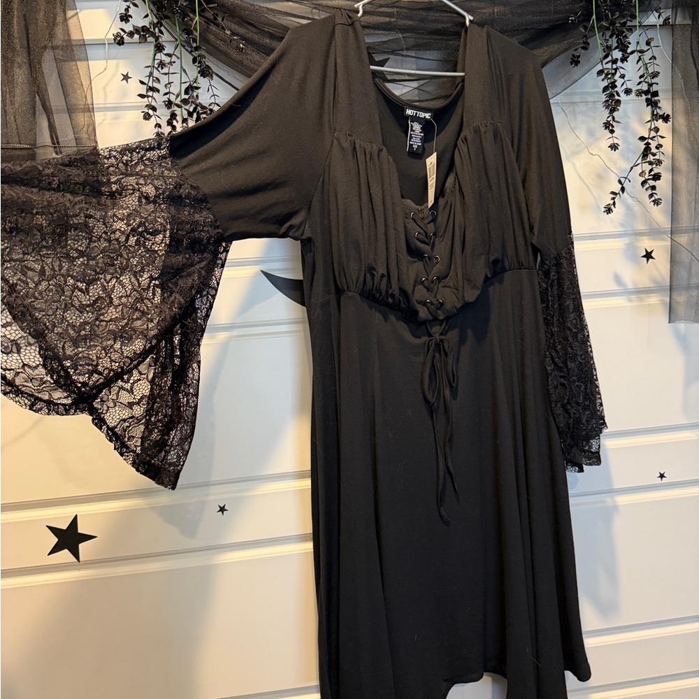 Hot Topic Black Lace-Up Dress